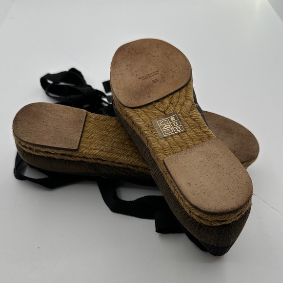 FENDI Black /Brown Ballerina Pequin Espadrilles- Size 5 - Picture 9 of 11